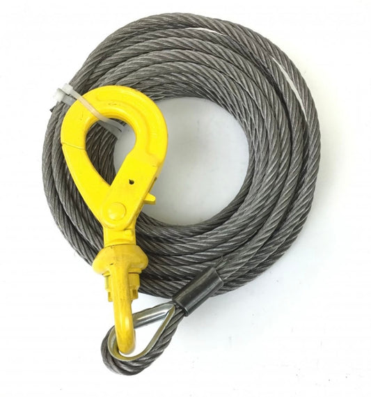 3/8 x 50' Fiber Core Winch Cable with Self Locking Swivel Hook