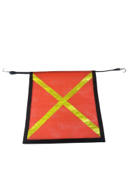 18"x18" Orange Safety Flag- Neon Reflective X- Black HD Edge- 31" Bungee