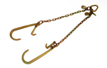 24" V-Bridle Chain with Big 15" J and Mini J Hooks - 4,700 WLL